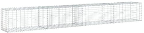 vidaXL Cesta de gaviones con cubierta hierro galvanizado 400x50x50 cm