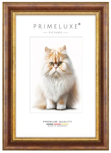 PrimeLuxe Cornice portafoto barocca su misura, 32 x 45 cm, in rosso oro, dimensioni a scelta, con vetro acrilico antiriflesso, cornice per poster, puzzle, collage di foto