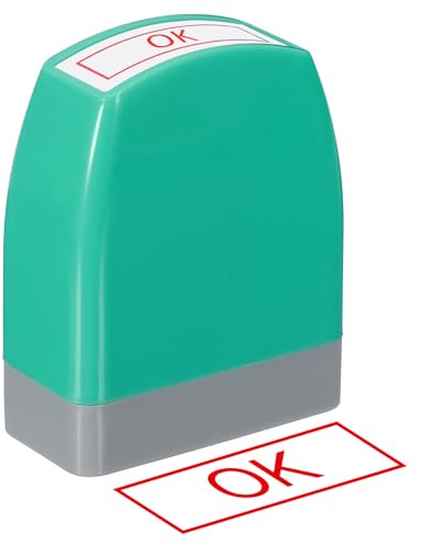 PATIKIL Timbro Avviso Ok Autoinchiostrante, Inchiostro Rosso Timbri per Ufficio Timbro Personalizzato Messaggio Preinchiostrato Ricaricabile, Verde