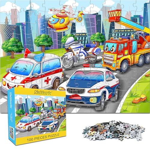 Nattork Jigsaw Puzzles 100 Pieces for Kids Youth Car Puzzle - Pieces Fit Together Perfectly