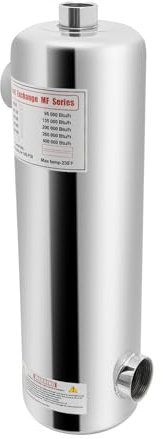 MooBeey 60 kW poolvärmare, poolvärme av rostfritt stål, 200 kBtu/h poolvärmare poolvärmeväxlare uppvärmning för poolsystem, vattenflöde: 250 l/min, varmvattenflöde: 30 l/min