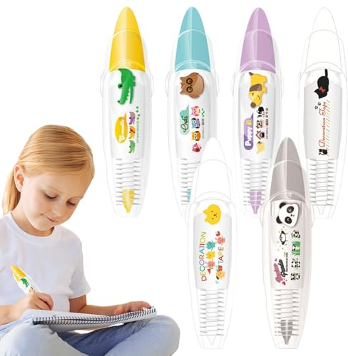 Pensas decorativas, lindos bolígrafos de animales | Bolígrafos decorativos para álbumes de recortes,Diseño de punta de rodillo, patrón de dibujos animados decoración de álbumes de recortes decoración