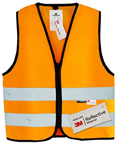 Salzmann Warnweste für Kinder mit Reißverschluss - 1-18 Jahre - Hergestellt mit 3M Reflektierendem Material