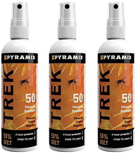 Pyramid Trek 50. Maximum strength DEET Insect/Mosquito Repellent DEET Spray (100ml, 3 Bottles)