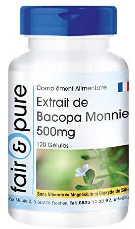 Fair & Pure® - Extrait de Bacopa Monnieri 500mg - 20% Bacoside - végan - 120 gélules