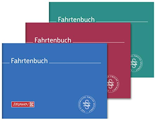 Brunnen Fahrtenbuch für Kraftfahrzeug, A6 quer, 40Blatt, Sortiert (rot, blau, grün) (2)