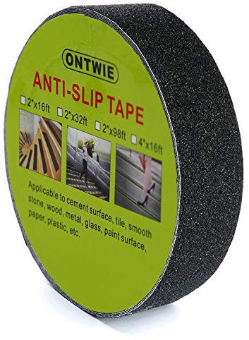 ONTWIE Halkfri Tejp Svart 10 m x 2,5 cm, Säkerhetsspårtejp Självhäftande för Trappor, Säkerhet, Trappsteg, Inomhus, Utomhus
