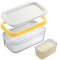 Bac à beurre en plastique, boîte à beurre avec couvercle et récipient à beurre tangent boîte à fromage transparente 2 en 1 boîte scellée pour tous les types de beurre 17x10x7cm