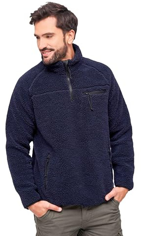 Brandit troyer i teddyfleece vintertröja med fleecefoder jakt utomhus plysch, marinblå, 4XL