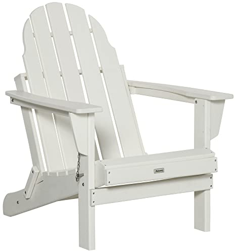 Outsunny Adirondack Gartenstuhl faltbar Gartensessel Gartenmöbel Balkonstuhl Weiß 75 x 87 x 93 cm