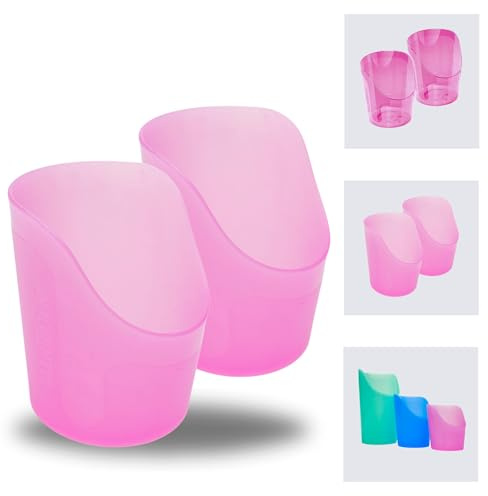 TalkTools Cut Out Cups for Special Needs - Glass Set for Physical Therapy, Recovery and Rehabilitation | Motor and Coordination Support | Easy Drink Therapy Cups for Elderly - 1.5 Oz Pink (2 Pk)