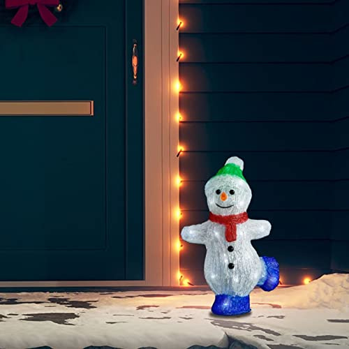 ZEYUAN Figura de muñeco de Nieve de acrílico navideño LED, Figuras De Navidad Exterior, Decoración Exterior Navidad, Adornos Navideños, Figura Luz Navidad, 30 cm