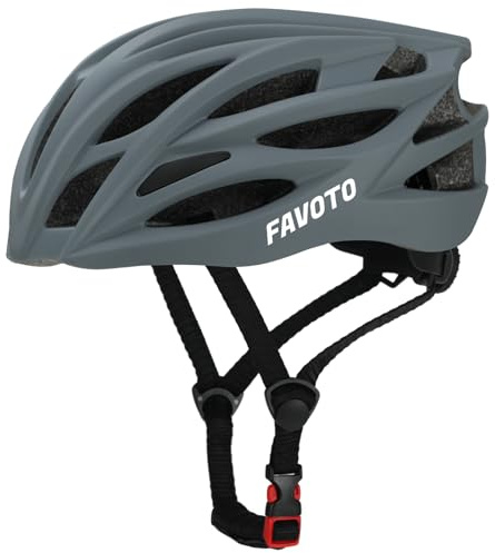 Favoto Casco de Bicicleta Ajustable, Casco de Ciclismo con Forro para Hombre Mujer Adultos, Casco de MTB Carretera Montaña Certificado CE TUV Gris L (59-61cm)