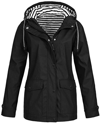 BOTCAM Chubasquero para mujer, tallas grandes, impermeable, cortavientos, chaqueta funcional con capucha, entretiempo, chaqueta ligera de invierno, chaqueta softshell para exteriores, forro polar,