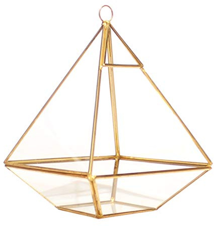 Klar glaslåda med gyllene geometrisk linje smycken visa skatt för fodral 15 x 15 x 20 cm dekorativ prydnad glas terrarium med lock
