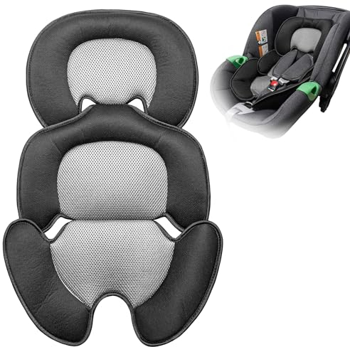 Storchenbeck Neugeborenes Baby-Kissen mit 3D-Netzstoff für Stroller, Autositz und Hochstuhl - Atmungsaktive Einlage zur Unterstützung des Babys (Schwarz)