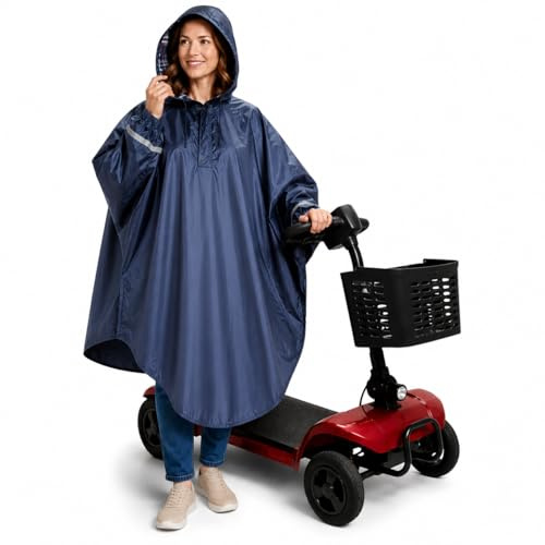 Fonakei Mobility Scooter Rain Poncho Cape with Sleeves Wheelchair Ponchos Adults Electric, Waterproof Scooter Poncho，Universal Size