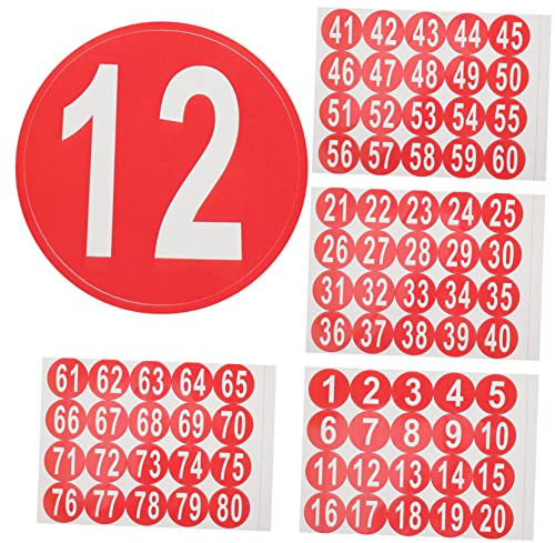 VILLCASE 4blätter Bogen Nummerierte Aufkleber Klassifizierungsaufkleber Für Büro Klassenzimmer Und Lagerung Selbstklebende Runde Zahlenetiketten Für Einfache Organisation