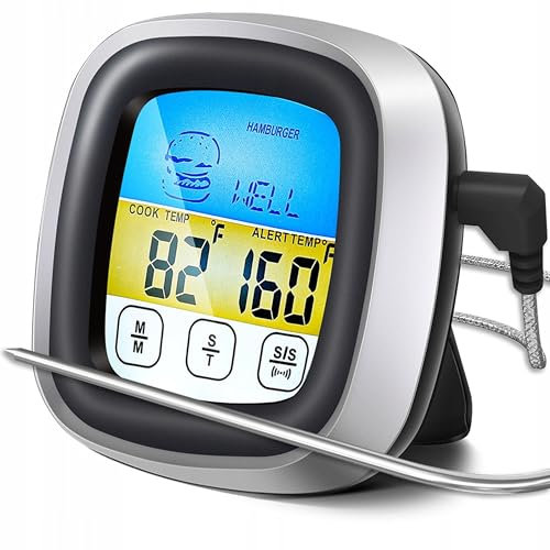 Retoo Termometro digitale per carne, termometro da cucina, termometro LCD, per barbecue, cucina, forno, barbecue, forno, affumicatore, roditore, gamma di temperature fino a 250 °C
