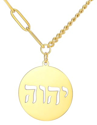 EUEAVAN Hebreo Collares Judaísmo Religión Faithchai Collar Jehová Colgante Biblia Dios Nombres Joyería Hanukkah Israel Amuletos Regalos Cristianismo Mujeres Hombres, Medium, Acero inoxidable, No es