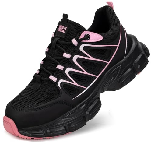 Steel Toe Shoes for Women Men Wide Non Slip Composite Work Sneakers Indestructible Comfortable Safety Tennis Shoes Lightweight Breathable Construction Sneakers Puncture Proof Ergonomic Design