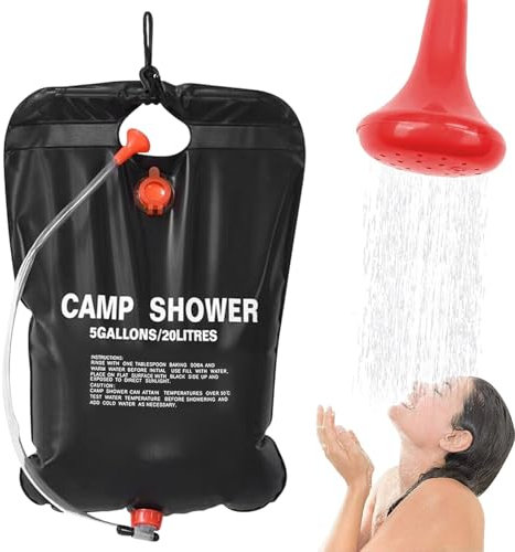 Ducha portatil Camping, 20L Bolsa de Ducha Solar, Ducha Portatil Agua Caliente, Ducha Camping, Ducha Camper Agua Caliente, Ducha de Camping para Acampar al Aire Libre y Hacer Caminatas