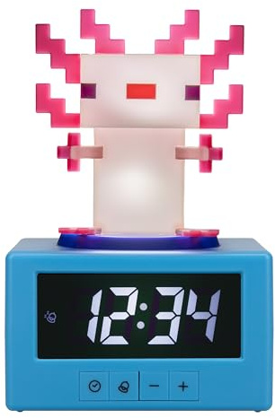 Paladone Minecraft Axolotl Digital Alarm Clock with Night Light – Officially Licensed Gaming Decor, for Kids & Teens’ Bedrooms, Game Rooms, Minecraft Fans