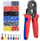 Behiruch AWG 23-7 Pince à Sertir, avec Cosse Electrique 1300pcs, 0.25-10mm² Pince a Sertir, Orange, Gris, Noir Cliquet Auto-Adjuvsable, Sertissage Précis, pince à sertir, kit d'embouts de câble