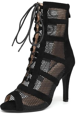 YCALCP Bottines de Danse Femme Latine de Salon Talons Hauts Salsa et Bachata Pratique et Performance,9.5CM,Noir,38EU