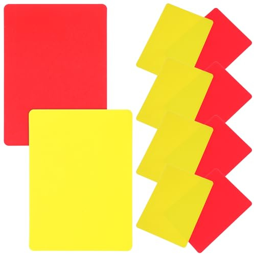 Veemoon Lot de 10 Set de Cartes D'arbitre Football Rouges et Jaunes en PVC Lisse, 5 Cartes Jaunes 5 Rouges, Accessoire Arbitre Sportif Léger et Compact pour Matchs Officiels