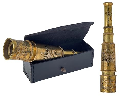 16 Spyglass Nautical Handheld Brass Telescope with Box/Case Religious Gifts for Boys - Engraved with Quote JOSHUA 1:9 - Be Strong & Courageous Meaningful Catholic Christian Gifts with Holy Cross