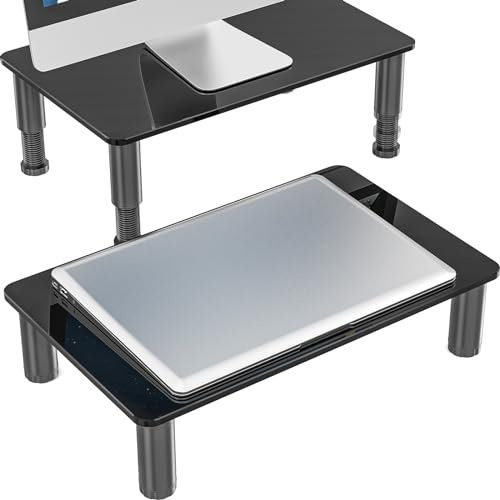 Hemudu 2 Soporte Monitor Escritorio, Elevador Monitor con Altura Ajustable, Soporte Mesa Monitor para Pantalla Plana LCD LED TV, Portátil/Ordenador/Xbox One, 38X24X8.6cm, Elevador TV Max Peso 40kg