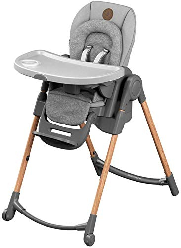 Maxi-Cosi Minla Evolutive Highchair, 0–14 Years, up to 60 kg, Baby High Chair, 9 Height Options, 5 Recline and 4 Tray Positions, Compact Fold, Adjustable Footrest, Essential Grey