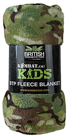 Kombat Kids Army Combat BTP Camo Blanket Soft Fleece Rug Boys Toy Soldier Bedroom,150 x 100cm