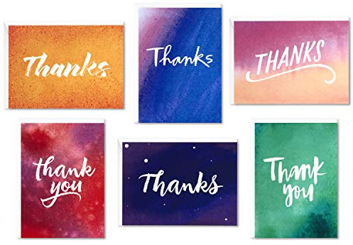 Hallmark Surtido de tarjetas de agradecimiento, agradecimiento en acuarela (48 tarjetas con sobres para baby showers, bodas, despedidas de soltera, todas las ocasiones)