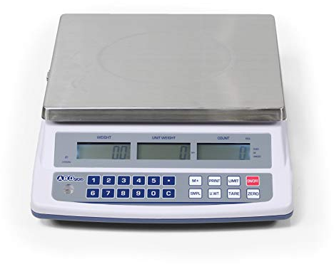 ABDPRO ABD Balance - Balance Compteuse Portée 15 kg/Précision 0,5 g - Balance Professionnelle Haute Qualité - Grand Plateau 23 x 30 cm - 3 Afficheurs Rétro-éclairés - Autonomie Jusqu'à 80 h
