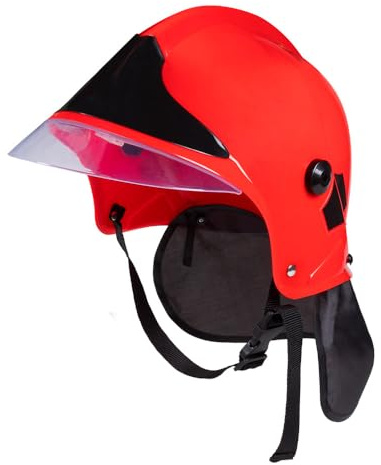Boland 01411 - Casco da vigili del fuoco, taglia regolabile, con visiera, costume, carnevale, feste a tema
