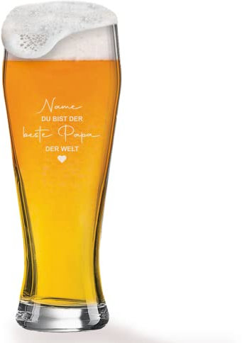 GRAVURMACHER® ARCOROC PROFESSIONAL - Vaso de Cerveza de Trigo con Grabado, Copa Cerveza Personalizada (0,5 l, para el mejor papá del mundo)
