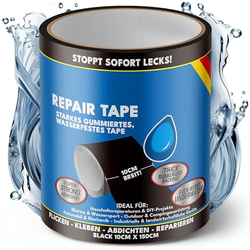 ATG® Underwater Repair Tape black 10cm x 1.5m – Waterproof Leak Stop for Pools, Hot Tubs, Pipes, Roofs & Tents – Strong Self-Adhesive Patch for Wet Surfaces