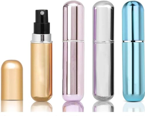 ChaneeHann 4 Stück 5ml Parfümzerstäuber,Parfümzerstäuber Nachfüllbar,Portable Mini Parfüm-Sprühflasche, Parfümzerstäuber mit Sichtfenster Gut für Spaziergänge, Reisen und Ausgehen