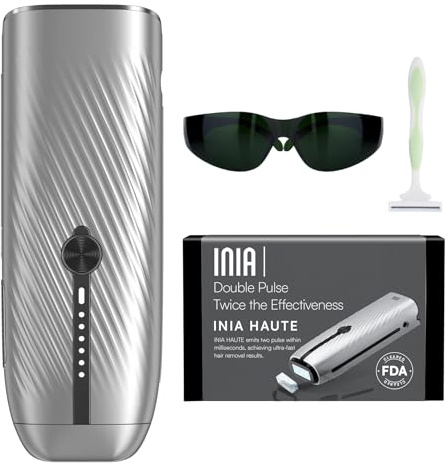 INIA Laser Hair Removal for Women and Men, IPL Hair Removal Device with Ice-Cooling, Double Effectiveness & 5 Flashes per Second for Long-Lasting and Nearly Painless Results