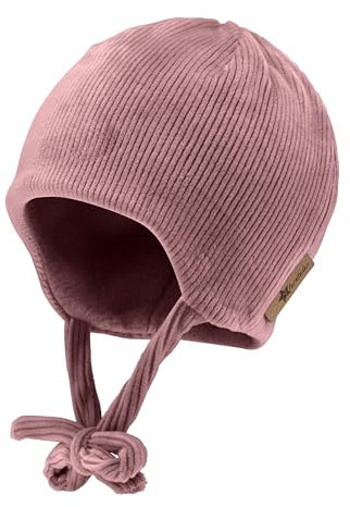 Sterntaler Beanie in Cord Optik für Mädchen - Baby und Kinder Mütze mit Ohrenklappen - gefüttert mit Baumwollfleece - mattrosa, 37