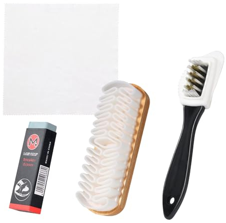 4-Piece Suede & Nubuck Cleaning Brush Set - Multifunctional Shoe Brush with Brass Bristles, Eraser & Clean Cloth