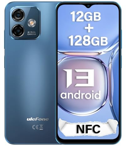 Ulefone Note 16 Pro NFC Mobile Phones SIM Free Unlocked, 128GB ROM 12GB RAM, 50MP, 4G SIM Free, Android 13, 6.52 inch, Octa Core, 4400mAh, 5G WIFI, Fingerprint Face ID, Phone Case, Blue