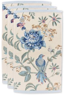 Pip Studio Gästehandtuch Set/3 Secret Garden Weiß/Blau 30x50cm