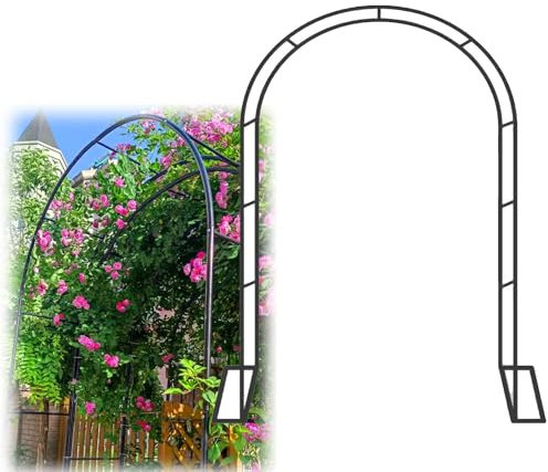 Arche de jardin en métal pour plantes grimpantes et plantes - Tonnelle de rose pour mariage, quinceaneras et décorations de fête - Noir - Support d'arche pour événements - 280 x 220 x 40 cm