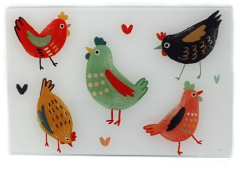 Planche à découper en Verre Motifs de Poules Blédine 20 x 30 cm Planche de Cuisine