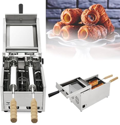 Forno elettrico per dolci a camino, macchina per panini a camino, macchina per cake pop commerciale da 1500 W, regolazione della temperatura da 50 °C a 300 °C, con 2 rulli, per ristoranti