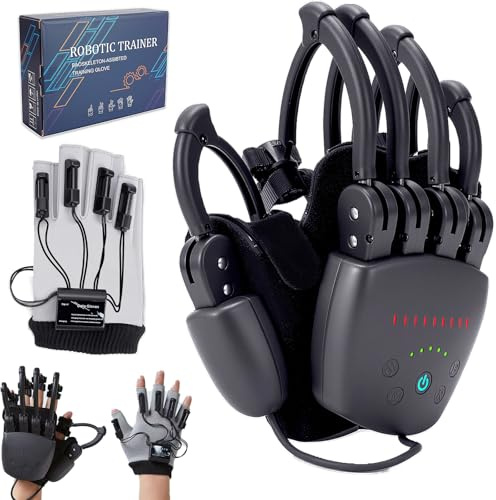 Recargable Guantes de rehabilitación robótica para hemiplejía, guantes de tratamiento para pacientes con ictus, aparato de fisioterapia para rehabilitación de la rigidez de la mano (Right hand-S)