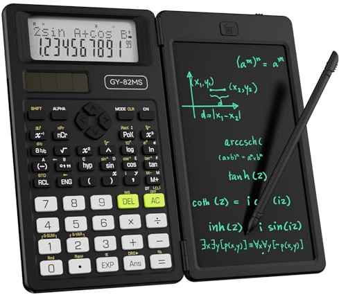 Calcolatrice scientifica per studenti con blocco note, materiale per le scuole medie e superiori ROATEE per studenti, 82 MS pieghevole con display a 2 righe, calcolatrice scientifica con tavoletta da